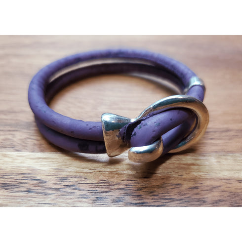 Purple Cork Silver Open Hook Bracelet